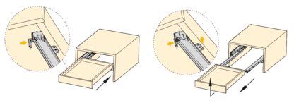 Gulvskinner, lastekapasitet: 30 kg (67 lbs), 500 mm (19-11/16"), versjon: fullt uttrekk med soft-close, 3124505. Høykvalitets gulvuttrekk for treskuffer, treskuffer, trehyller og mye mer, fra EMUCA - Bilde 3