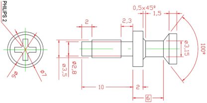 20 stk. robust koblingsbolt for boring ⌀3,5 mm, laget av stål, 10 mm (25/64"), 8057205. Robust eksentrisk stift for møbeltilkobling og mye mer, fra EMUCA - Bilde 2