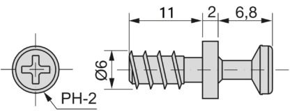20 stykker robust koblingsbolt for boring ⌀6 mm, laget av Zamak, 11 mm (7/16"), 8083901. Robust eksentrisk stift for møbeltilkobling og mye mer, fra EMUCA - Bilde 2