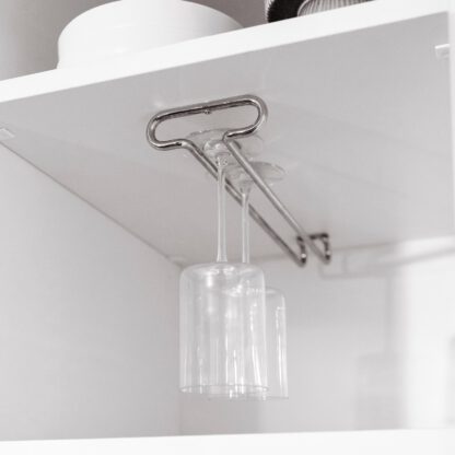 Vinglassholder av høy kvalitet, laget av stål, overflate: forkrommet, 410 mm (16-9/64"), 8930111. Praktisk glasshenger for vinglass, champagneglass, cocktailglass, konjakkglass, beger og mye mer, fra EMUCA - Bilde 7
