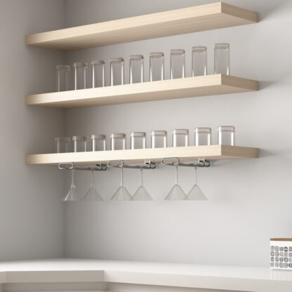 Vinglassholder av høy kvalitet, laget av stål, overflate: forkrommet, 410 mm (16-9/64"), 8930111. Praktisk glasshenger for vinglass, champagneglass, cocktailglass, konjakkglass, beger og mye mer, fra EMUCA - Bilde 5